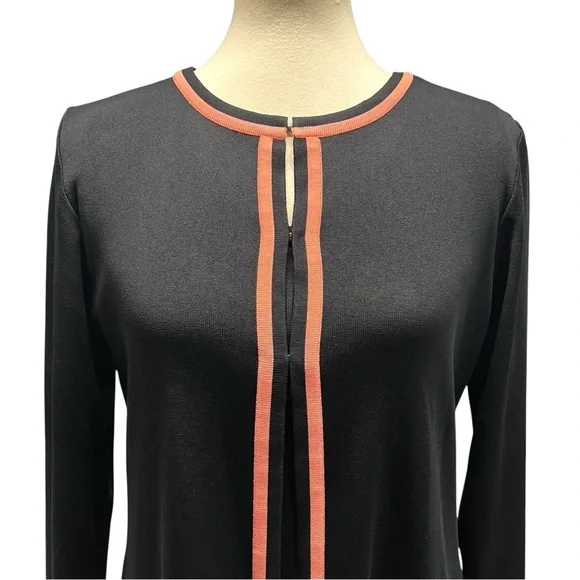 Misook 2 Piece Black Tank & Jacket Coral Trim Women’s Small/Medium - Picture 3 of 12